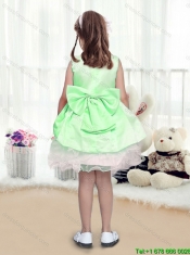 2015 Winter beautiful A Line Scoop Mini Length Bowknot Little Girl Dress in Multi Color