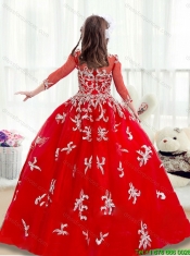 2016 Elegant Scoop Red Mini Quinceanera Dresses with Beading