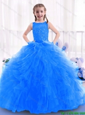 2016 Fashionable Blue Mini Quinceanera Gowns with Ruffles and Beading