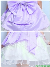 2016 Lovely A Line Scoop Mini Length FLittle Girl Dress with Bowknot