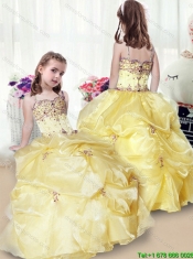 2016 Wonderful Beading and Appliques Yellow Little Girl Pageant Gowns