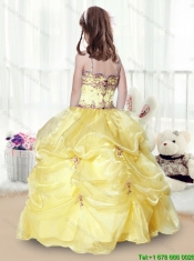 2016 Wonderful Beading and Appliques Yellow Little Girl Pageant Gowns