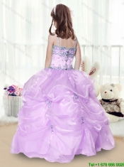 Adorable Beading and Appliques Little Girl Pageant Gowns in Lavender