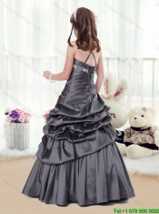 Adorable Beading and Pick Ups Little Girl Pageant Dresses in Grey