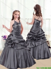 Adorable Beading and Pick Ups Little Girl Pageant Dresses in Grey