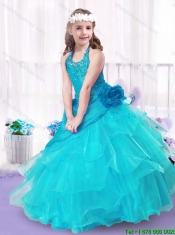 Adorable Halter Top Little Girl Pageant Dresses with Ball Gown