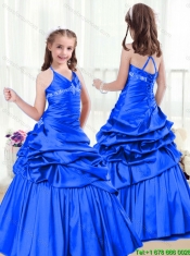 Perfect A Line Halter Top Little Girl Pageant Dresses with Beading