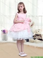 Perfect A Line Scoop Mini Length Bowknot Little Girl Dress for 2016