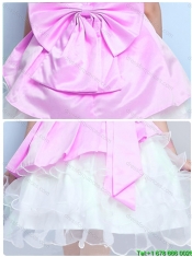 Perfect A Line Scoop Mini Length Bowknot Little Girl Pageant for 2016