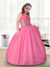 Popular Rose Pink Halter Top Mini Quinceanera Dresses for 2016
