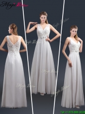 2016 Affordable Empire V Neck Beading Prom Dresses