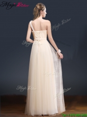 2016 Elegant One Shoulder Prom Dresses with Appliques and Beading