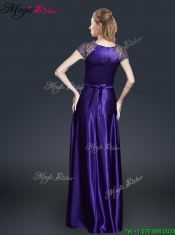 2016 Empire Bateau Prom Dresses with Appliques and Belt