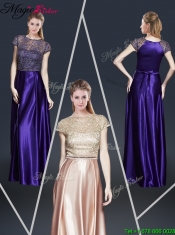 2016 Empire Bateau Prom Dresses with Appliques and Belt