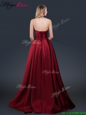 2016 Gorgeous A Line Strapless Prom Dresses with Brush Train
