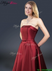 2016 Gorgeous A Line Strapless Prom Dresses with Brush Train