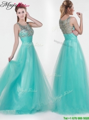 2016 Lovely Empire Scoop Beading Prom Dresses