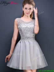 2016 Perfect Mini Length Scoop Prom Dresses with Appliques