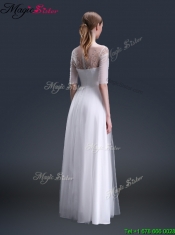 2016 Popular Off the Shoulder Half Sleeves Prom Dresses with Beading