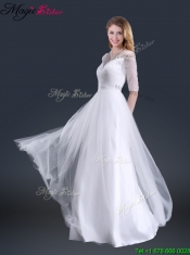 2016 Popular Off the Shoulder Half Sleeves Prom Dresses with Beading
