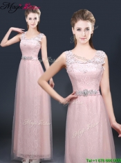 2016 Pretty Empire Scoop Prom Dresses with Lace and Appliques