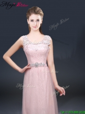 2016 Pretty Empire Scoop Prom Dresses with  Lace and Appliques