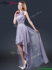2016New Style One Shoulder High Low Ruffles Prom Dresses