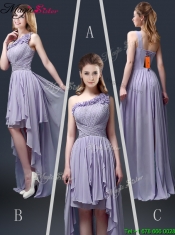 2016New Style One Shoulder High Low Ruffles Prom Dresses