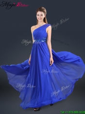 Cheap 2016 One Shoulder Blue Prom Dresses with Belt