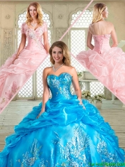Gorgeous Floor Length Sweet 16 Gowns with Appliques and Pick Ups