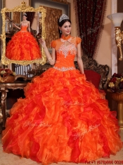 2016 Beautiful Appliques and Beading Quinceanera Dresses in Orange