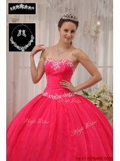2016 Beautiful Ball Gown Appliques Quinceanera Dresses in Coral Red