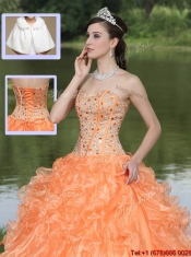 2016 Discount Orange Quinceanera Dresses with Beading and Ruffles Layered