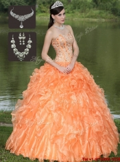 2016 Discount Orange Quinceanera Dresses with Beading and Ruffles Layered