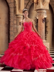 2016 Discount Red Sweetheart Quinceanera Gowns with Ruffles