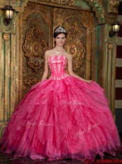 2016 Elegant Hot Pink Sweet 16 Dresses with Appliques and Ruffles
