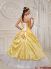 2016 Elegant Yellow Ball Gown Strapless Quinceanera Dresses
