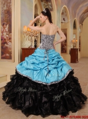 2016 New Style Blue and Black Ball Gown Strapless Quinceanera Dresses