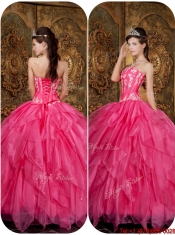 Beautiful Appliques and Ruffles Hot Pink Sweet 16 Dresses