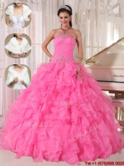 Beautiful Ball Gown Strapless Quinceanera Dresses in Hot Pink