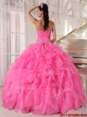 Beautiful Ball Gown Strapless Quinceanera Dresses in Hot Pink