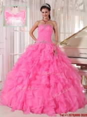 Beautiful Ball Gown Strapless Quinceanera Dresses in Hot Pink