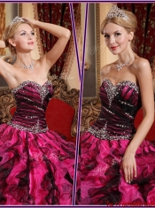 Beautiful Beading and Ruffles Quinceanera Gowns in Black and Red