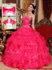 Beautiful Beading Sweetheart Quinceanera Dresses in Coral Red