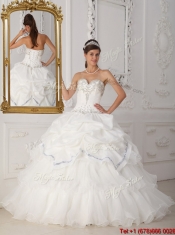 Beautiful Beading Sweetheart Quinceanera Gowns in White
