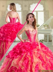 Beautiful Floor Length Ruffles and Beading Sweet 16 Gowns in Multi Color