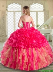 Beautiful Floor Length Ruffles and Beading Sweet 16 Gowns in Multi Color