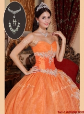 Beautiful Orange Red Quinceanera Gowns with Beading and Appliques