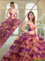 Beautiful Sweetheart Sweet 16 Dresses with Beading and Ruffled Layers