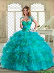 Beautiful Sweetheart Sweet 16 Dresses with Beading and Ruffled Layers